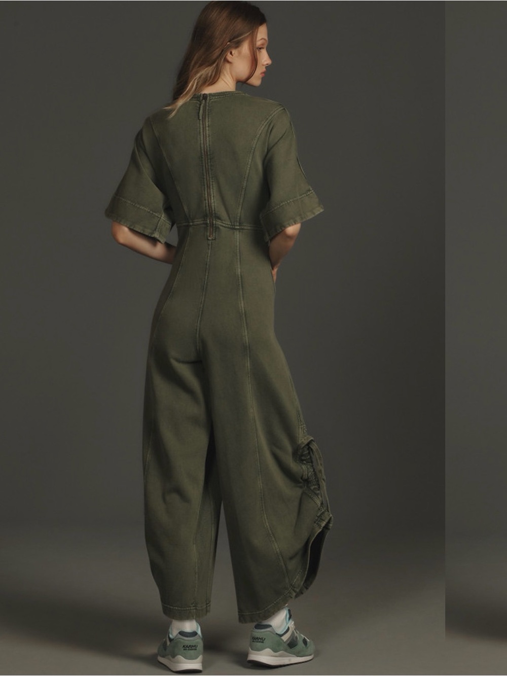 Daily Practice by Anthropologie Moss Green Horizon Wide-Leg Jumpsuit - Picture 3 of 7